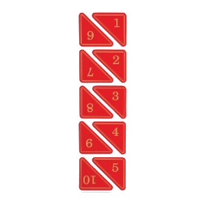 코너 삼각번호판 1~10  (OPP코팅/빨강/삼각형)